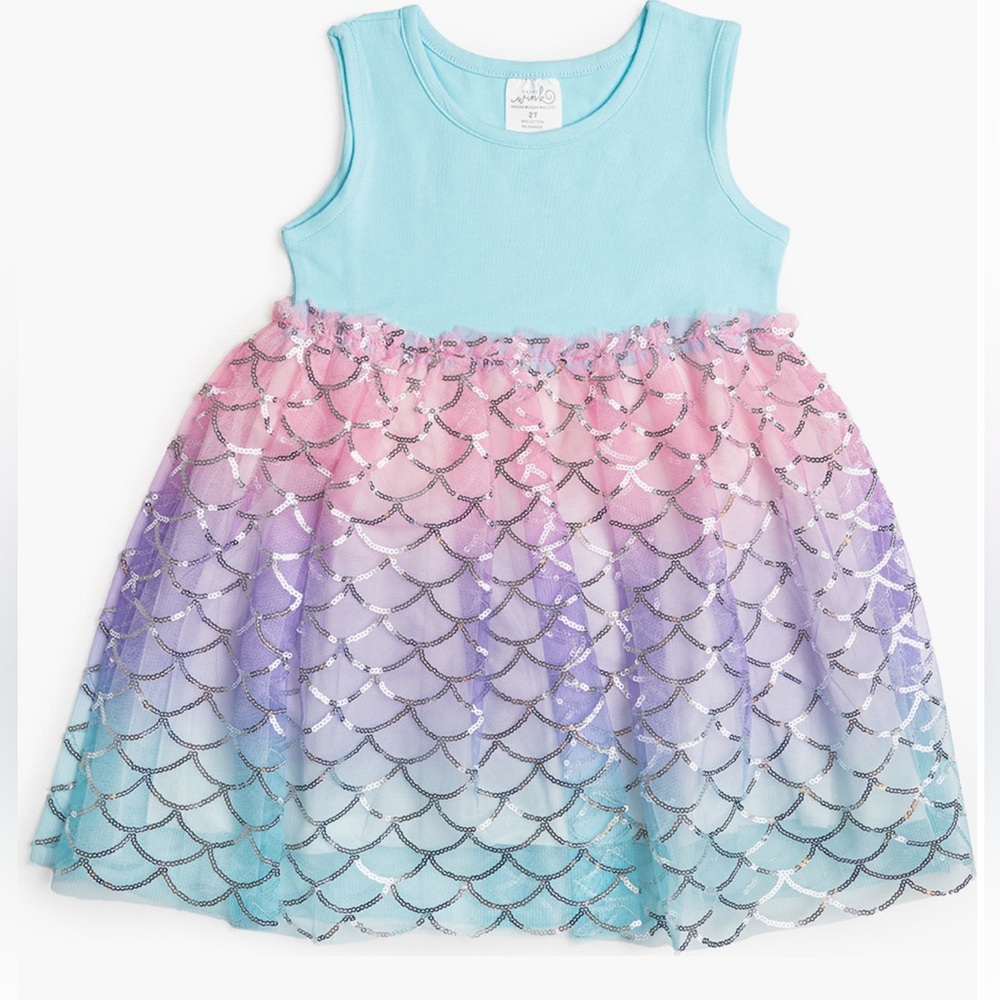 Wink Aqua and Pastel Rainbow Kids Dress